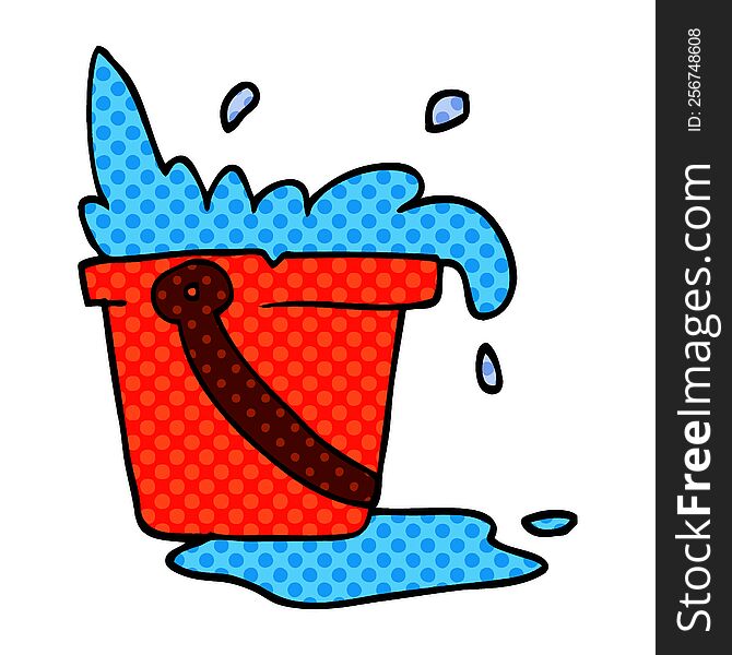 cartoon doodle water and bucket