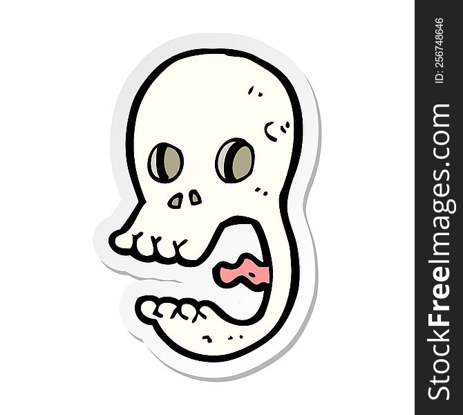 Sticker Of A Funny Cartoon Skull