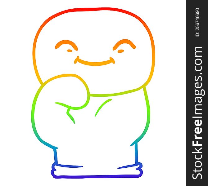 rainbow gradient line drawing of a cartoon boxing glove