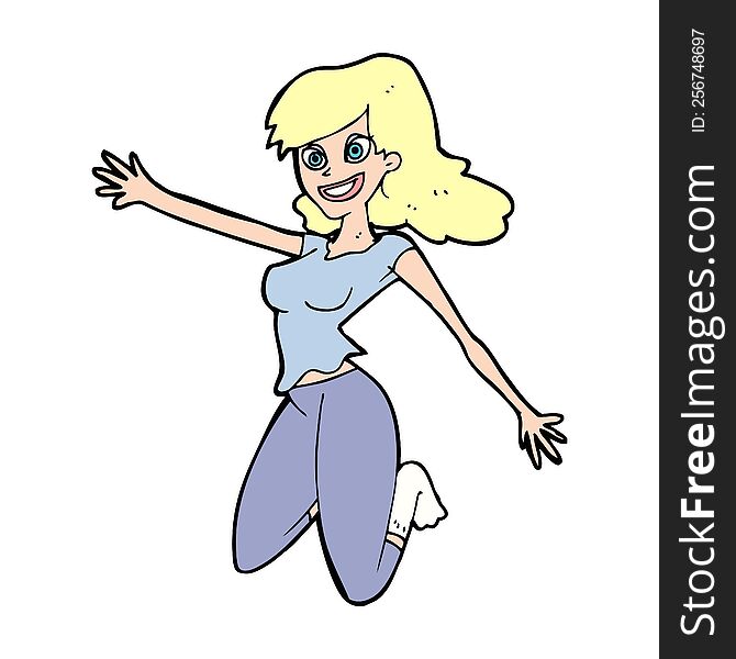 cartoon jumping woman