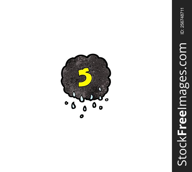 cartoon raincloud with number five