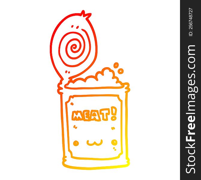 warm gradient line drawing of a cartoon canned food