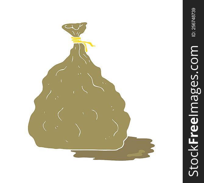 Flat Color Illustration Of A Cartoon Tied Bag Of Rubbish