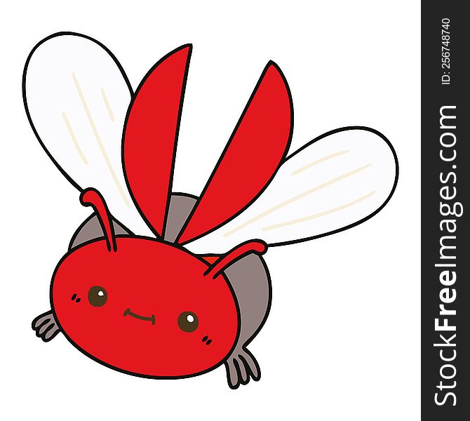 quirky hand drawn cartoon flying beetle