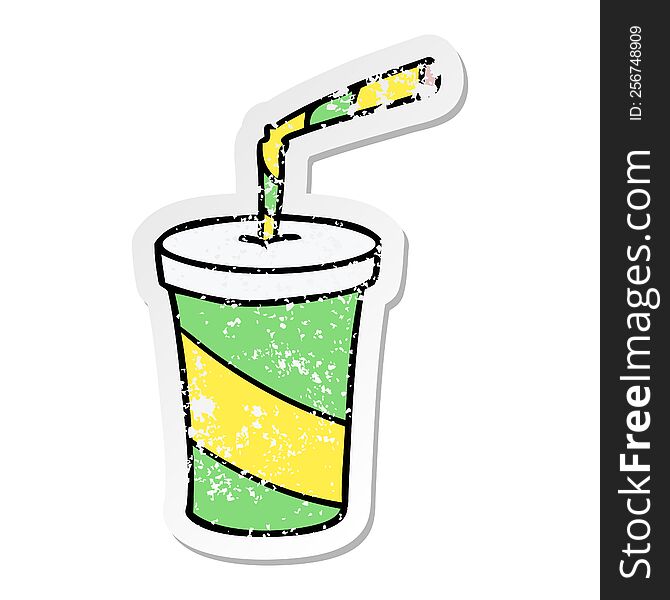 hand drawn distressed sticker cartoon doodle of fastfood drink