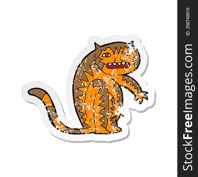 Retro Distressed Sticker Of A Cartoon Tiger