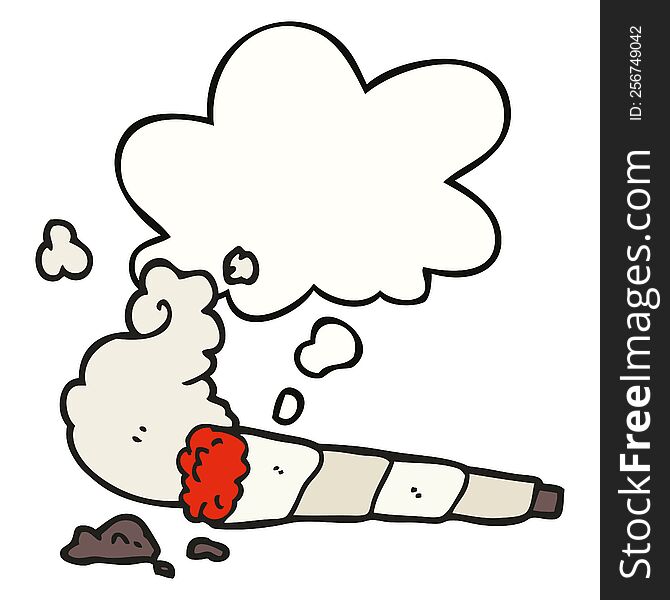 cartoon cigarette with thought bubble. cartoon cigarette with thought bubble