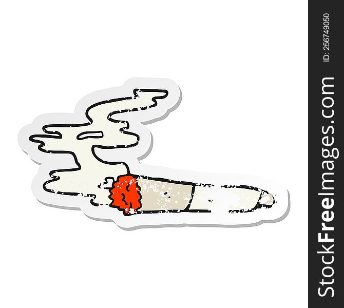 Distressed Sticker Of A Cartoon Cigarette