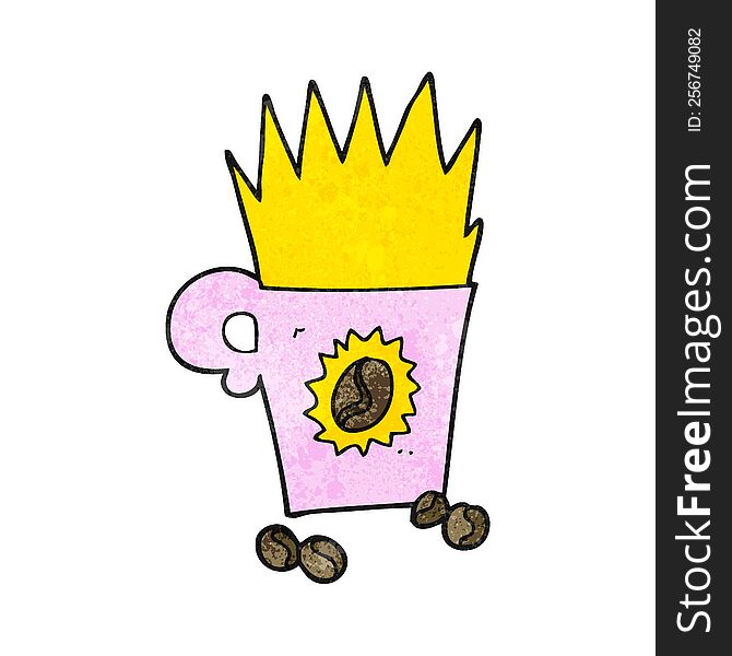 freehand textured cartoon crazy powerful coffee