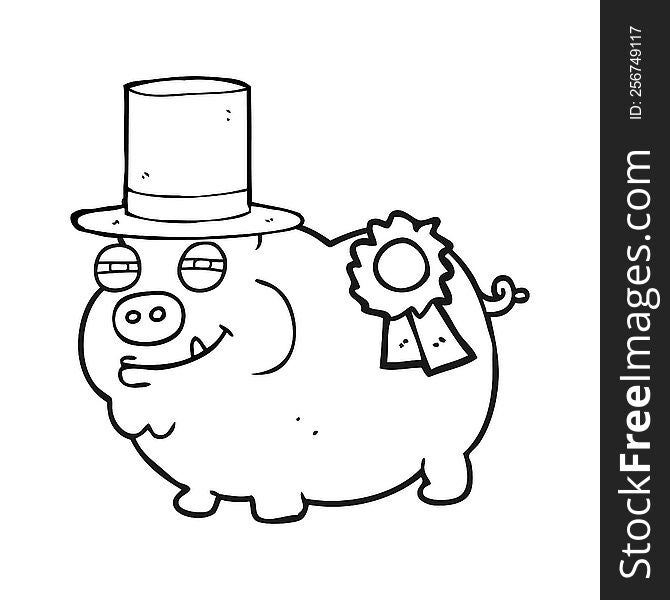 Black And White Cartoon Prize Winning Pig