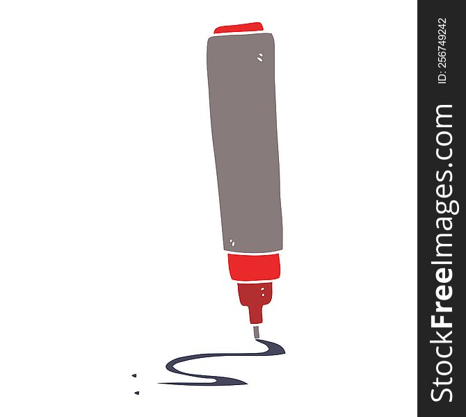 Flat Color Illustration Of A Cartoon Pen