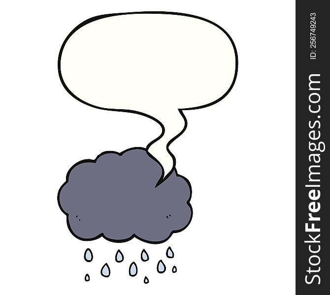 Cartoon Cloud Raining And Speech Bubble