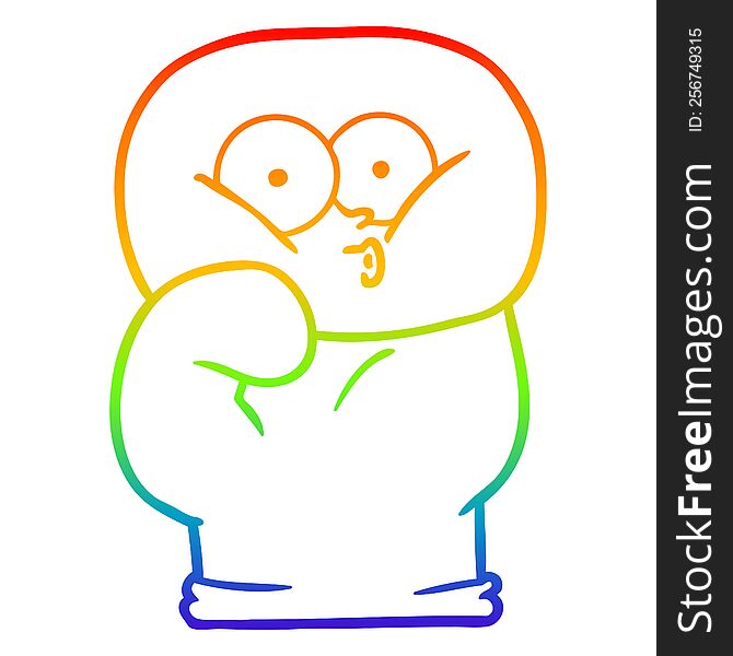 rainbow gradient line drawing of a cartoon boxing glove