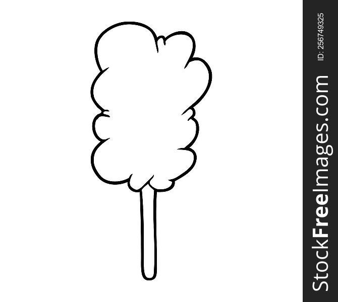 line drawing of a candy floss on stick. line drawing of a candy floss on stick