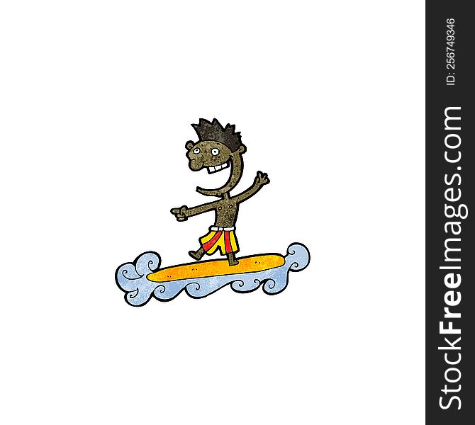 cartoon surfer man