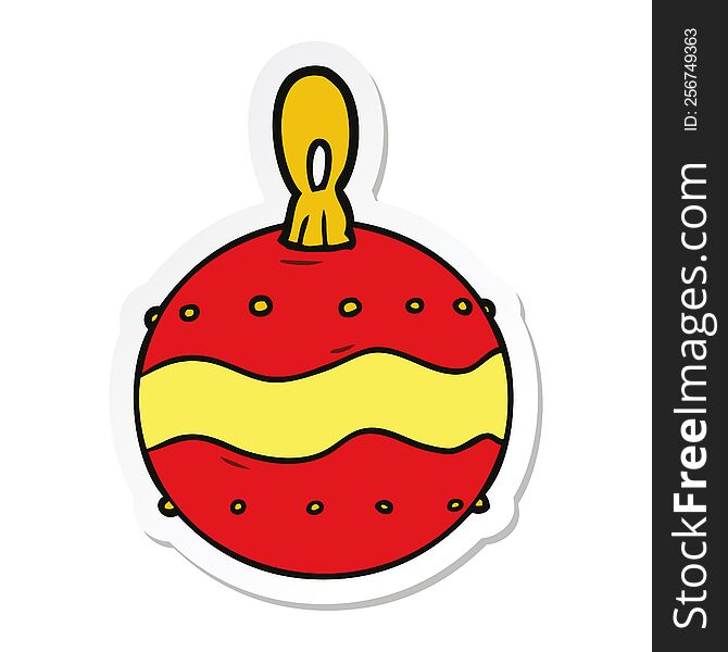 sticker of a cartoon christmas bauble