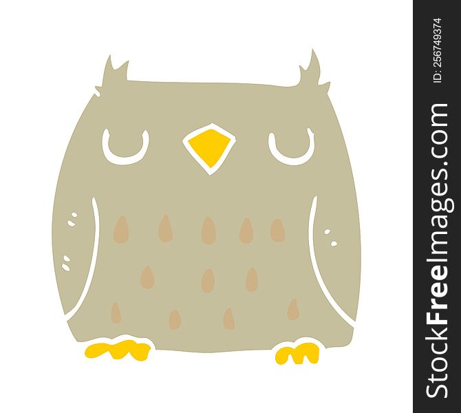Cute Flat Color Style Cartoon Owl