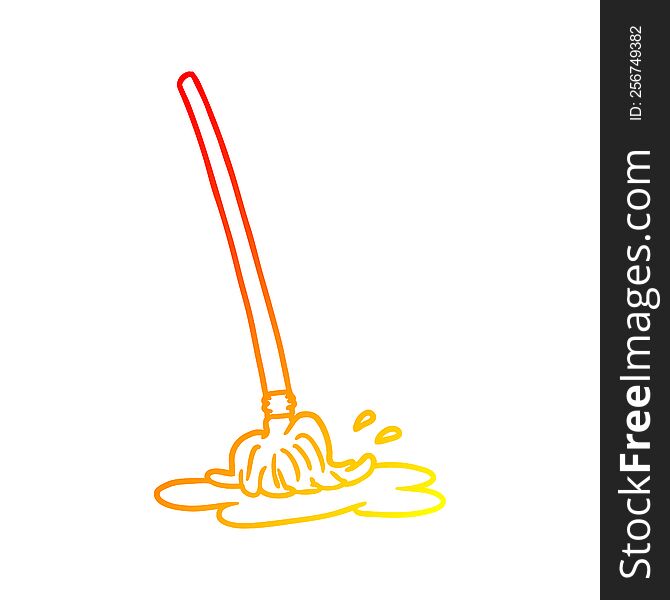 warm gradient line drawing of a wet cartoon mop