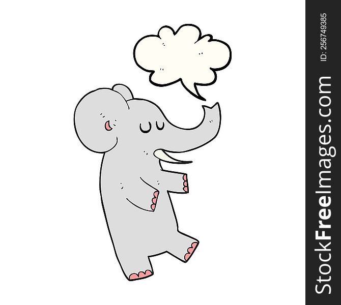 freehand drawn speech bubble cartoon dancing elephant