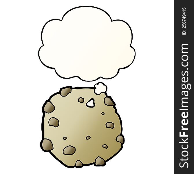 cartoon cookie with thought bubble in smooth gradient style