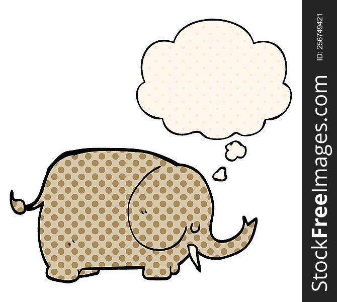 Cartoon Elephant And Thought Bubble In Comic Book Style