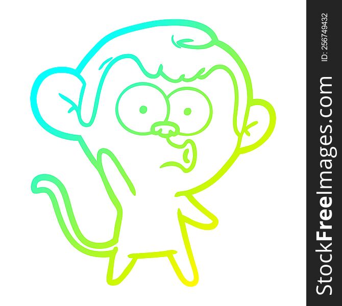 cold gradient line drawing of a cartoon hooting monkey