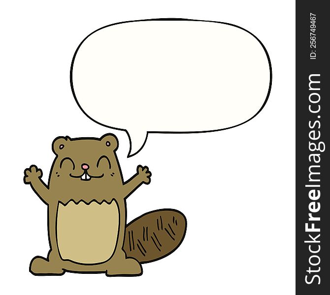 Cartoon Beaver And Speech Bubble