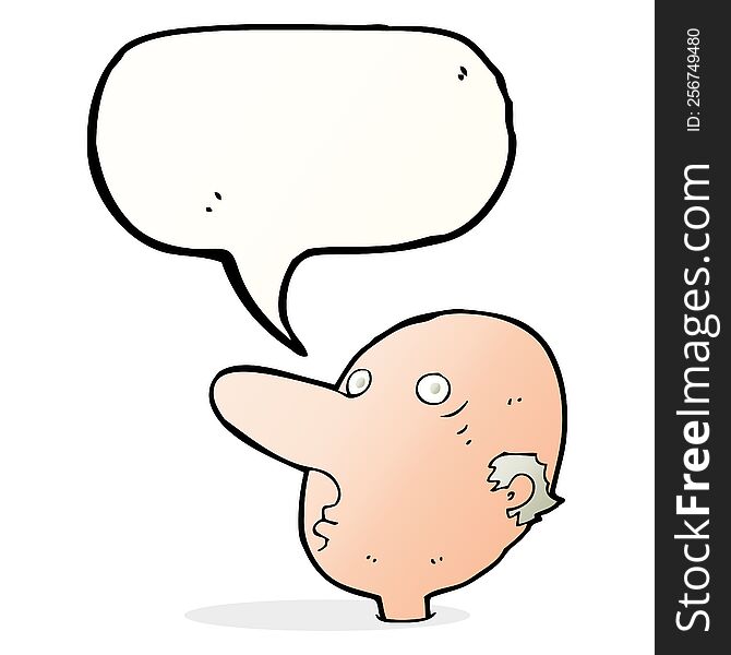 Cartoon Balding Man With Speech Bubble