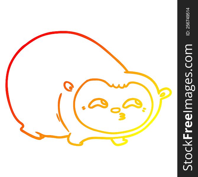 Warm Gradient Line Drawing Cartoon Wombat