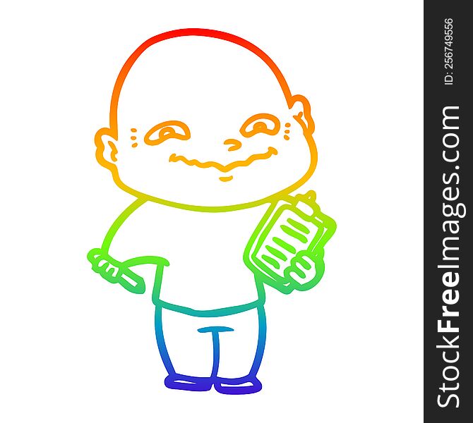 Rainbow Gradient Line Drawing Cartoon Nervous Man