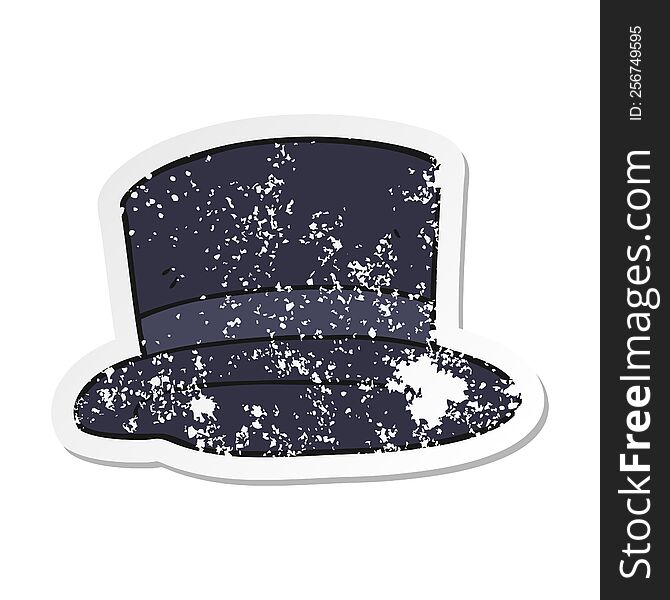 Retro Distressed Sticker Of A Cartoon Top Hat