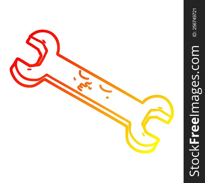 warm gradient line drawing of a cartoon spanner