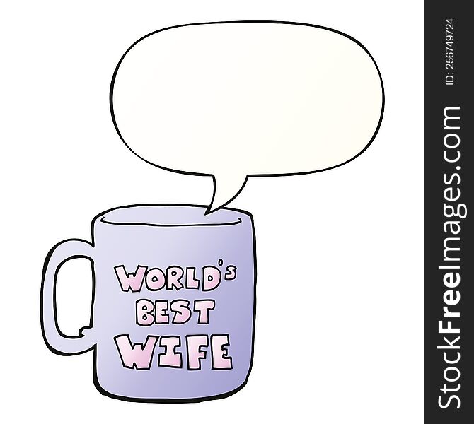 worlds best wife mug and speech bubble in smooth gradient style