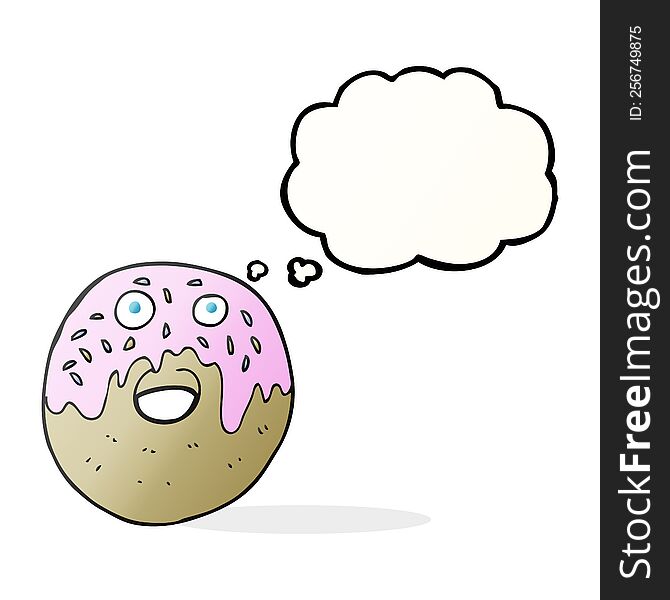 freehand drawn thought bubble cartoon doughnut