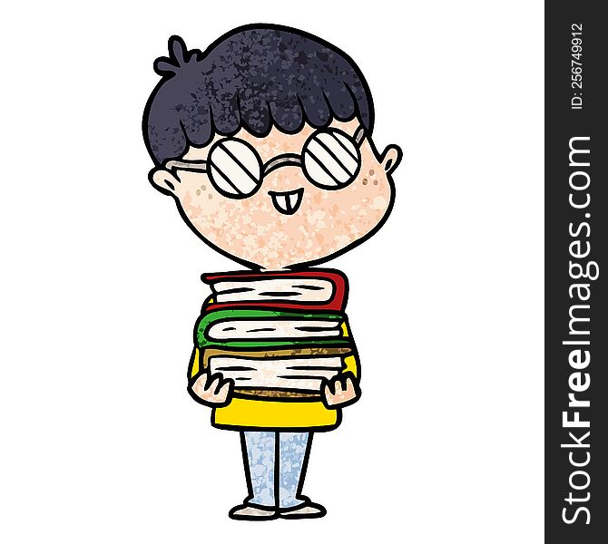 cartoon nerd boy with spectacles and book. cartoon nerd boy with spectacles and book