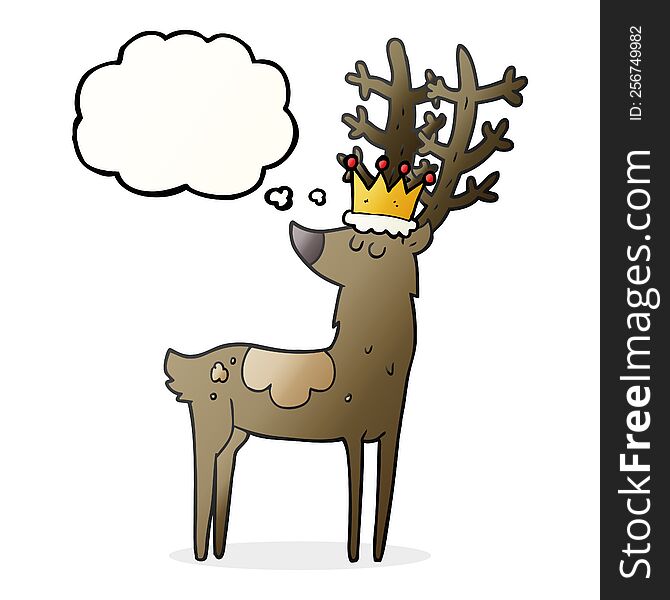 freehand drawn thought bubble cartoon stag king