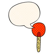 Cartoon Candy Lollipop And Speech Bubble In Comic Book Style Stock Photo