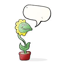 Cartoon Monster Plant With Speech Bubble Stock Image
