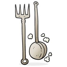 Cartoon Old Fireside Tools Royalty Free Stock Image