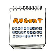 Textured Cartoon Calendar Showing Month Of August Stock Images