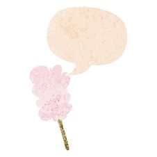 Cartoon Candy Floss And Speech Bubble In Retro Textured Style Stock Image