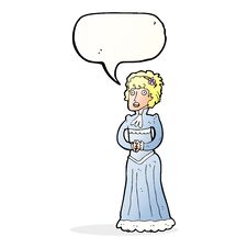 Cartoon Shocked Victorian Woman With Speech Bubble Royalty Free Stock Photo