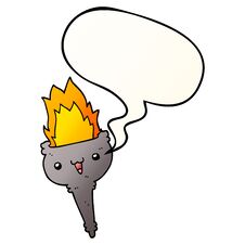 Cartoon Flaming Chalice And Speech Bubble In Smooth Gradient Style Stock Photo