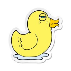 Sticker Of A Cartoon Rubber Duck Royalty Free Stock Image