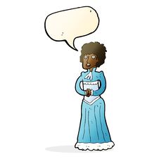 Cartoon Shocked Victorian Woman With Speech Bubble Royalty Free Stock Photography