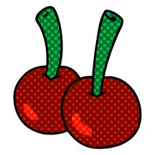 Quirky Comic Book Style Cartoon Cherries Royalty Free Stock Photo