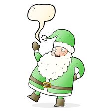 Funny Waving Santa Claus Cartoon With Speech Bubble Stock Image