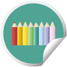Color Pencils Graphic Circular Sticker Stock Photo