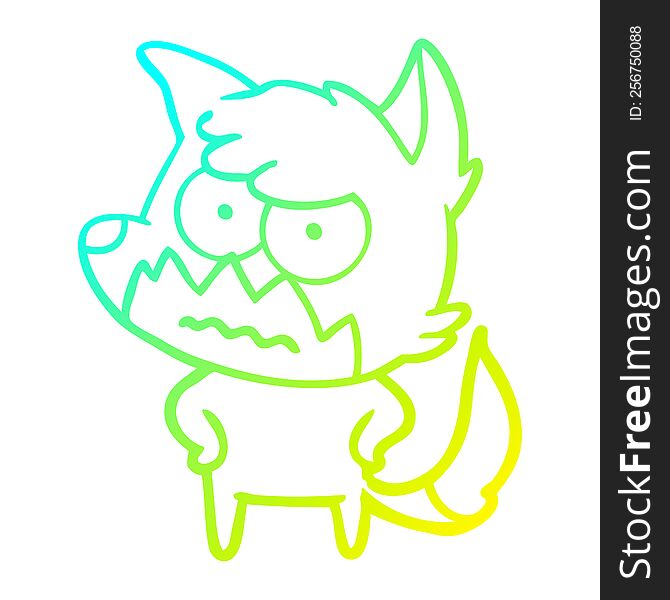 Cold Gradient Line Drawing Cartoon Annoyed Fox
