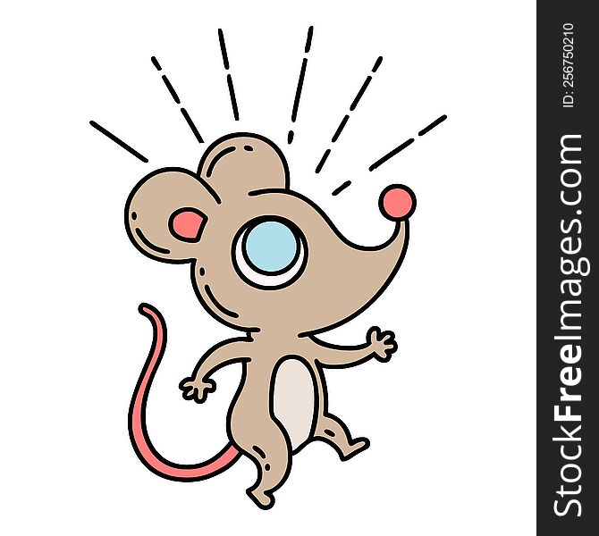 illustration of a traditional tattoo style mouse character